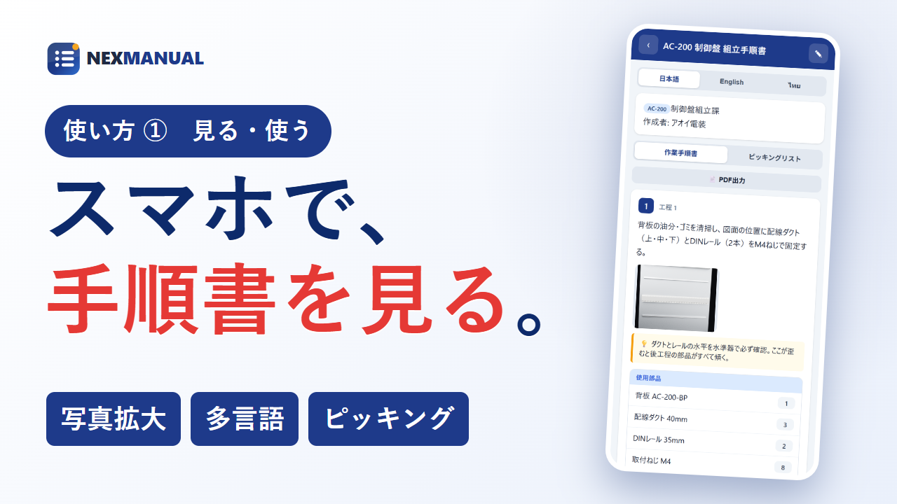 使い方① 手順書を見る・使う